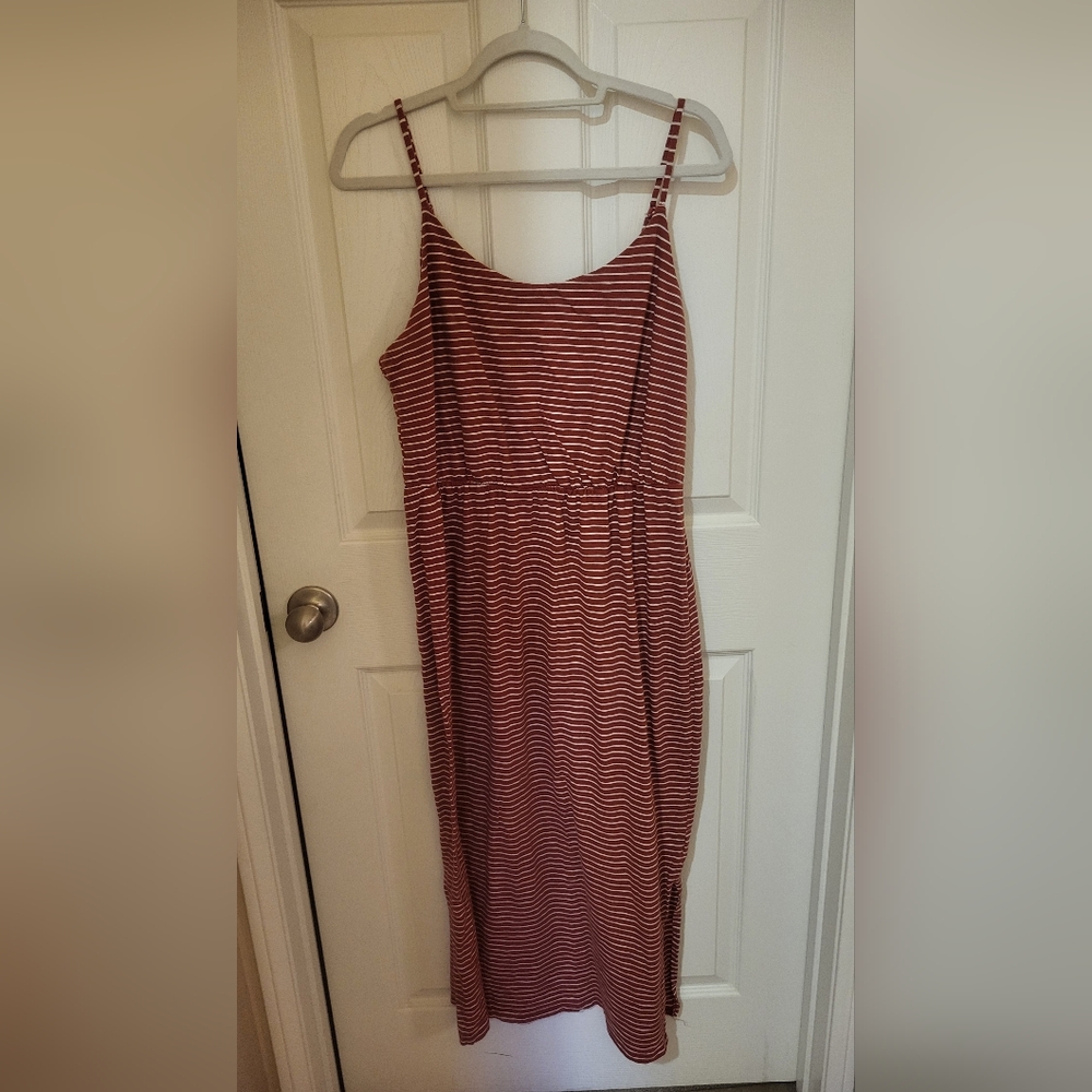 Old Navy Red and White Striped Dress L